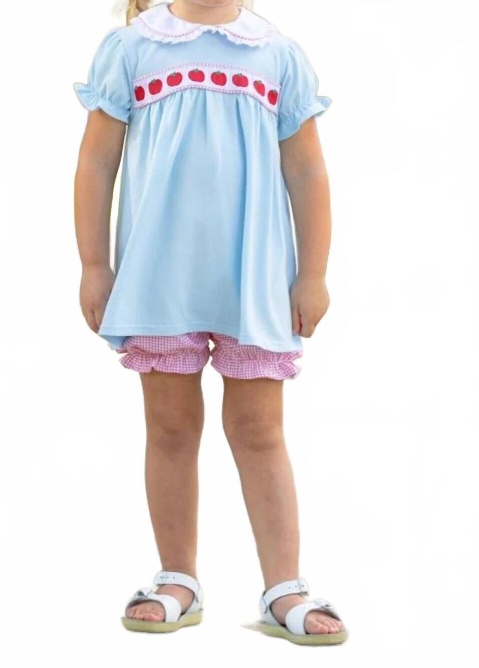 NEW TROTTER STREET KIDS girls apple ribbon bloomer set in blue/ red